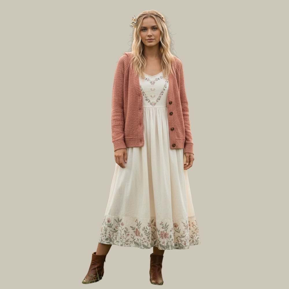 Vince Camuto persimmon peach cardigan Comfortable Cotton Loungewear cottagecore - Picture 4 of 11